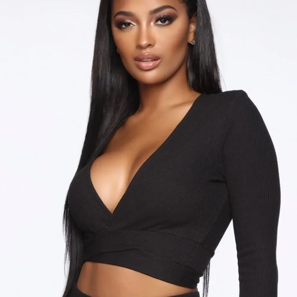 NEW Fashion Nova Grace black wrap sweater, size XS